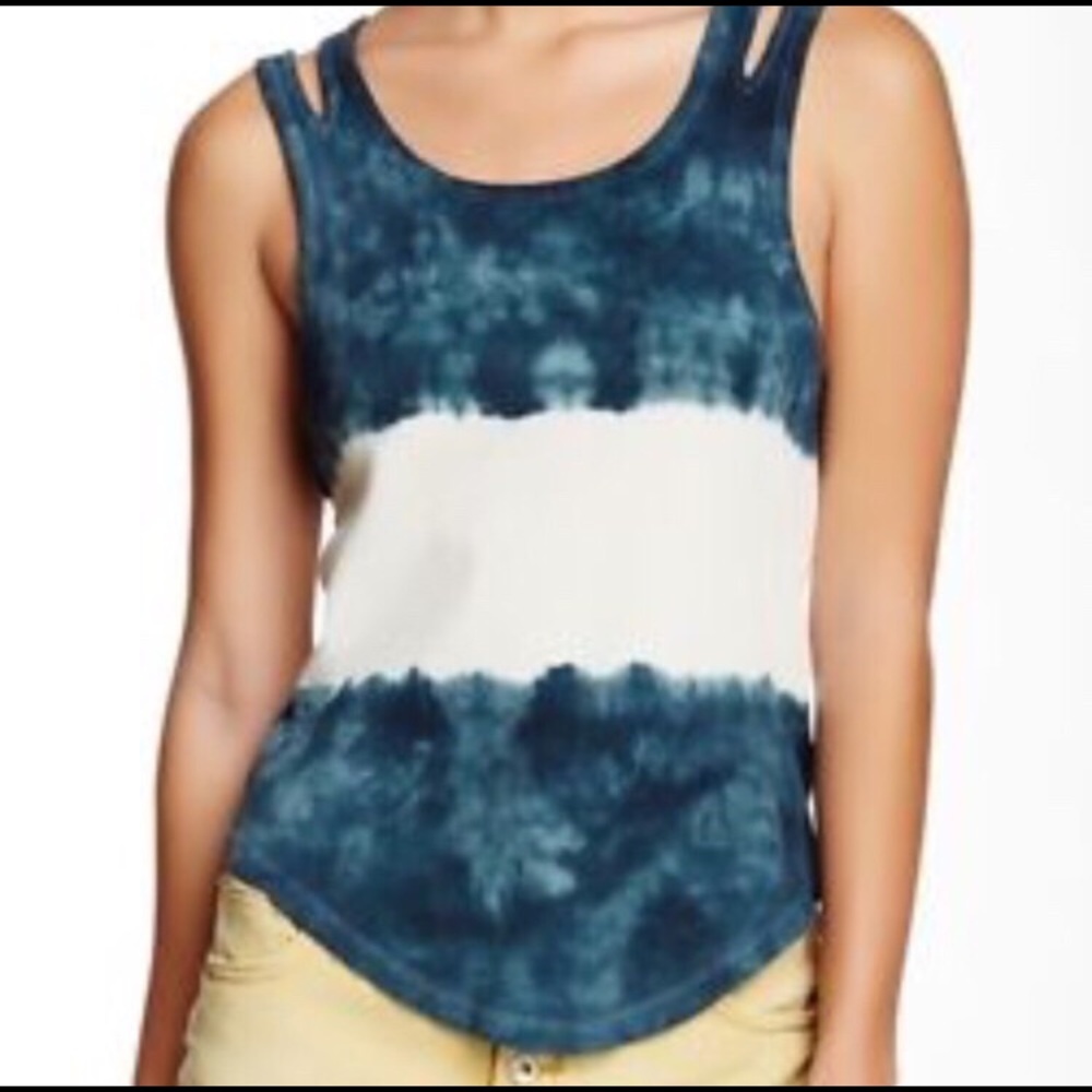We the Free Tie Dye Tank Top Double Strap Med Navy